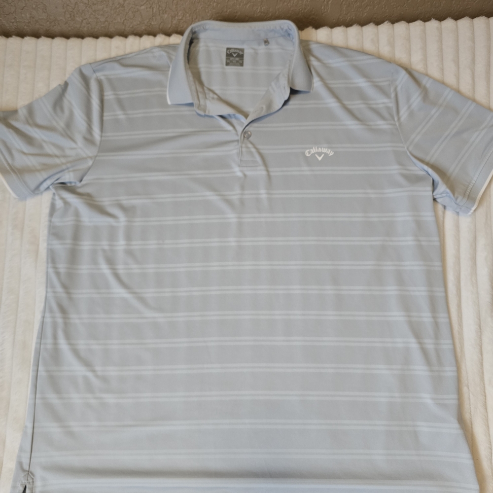 Callaway Light Gray Polo with White Stripes
